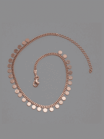 Themis - Circle Charm Anklet: Rose Gold Polish