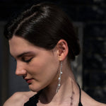 Load image into Gallery viewer, Tyche - Silver Zirconia Studded Tassle Dangler Earrings
