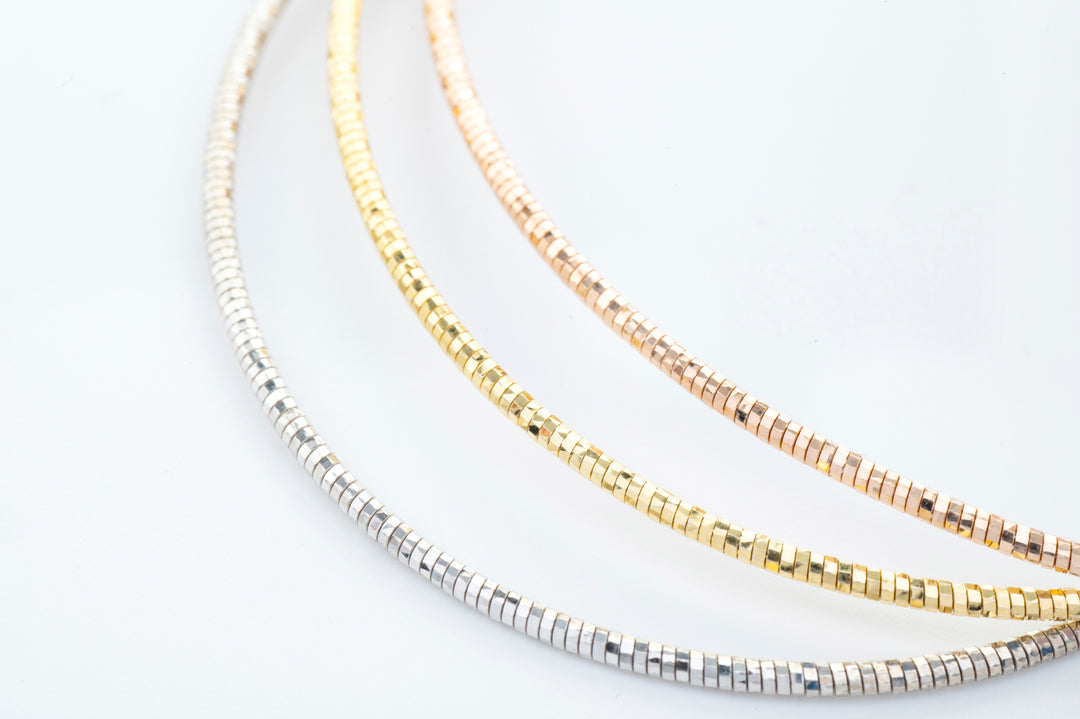 Apollo - Triple Layered Snake Chain Bracelet: Silver, Gold and Rose Gold Polish