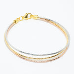 Load image into Gallery viewer, Apollo - Triple Layered Snake Chain Bracelet: Silver, Gold and Rose Gold Polish
