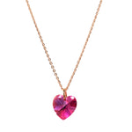 Load image into Gallery viewer, Cupid - Waterproof Heart Pendant Necklace (Pink / Purple / Blue Stone): Rose Gold and Silver Polish
