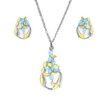 Load image into Gallery viewer, Augusta - Waterproof Enamel Teardrop Flowers Set: Yellow and Blue / Black and White
