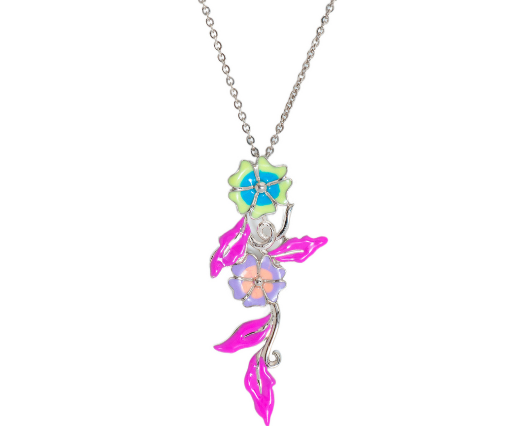 Caelestis - Waterproof Enamel Flower and Vine Set: Pink, Peach, Purple, Yellow / Blue or Peach, Blue & Yellow