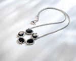 Load image into Gallery viewer, Lycoris - Silver Necklace with Smoky &amp; White Zircon Flower Pendant
