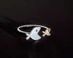 Load image into Gallery viewer, Pisces - Adjustable Fish Ring: Silver and Rose Gold Polish
