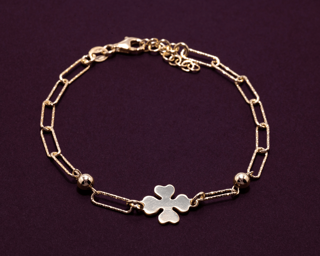 Delphi - Chainlink Floral Charm Bracelet: Gold Polish