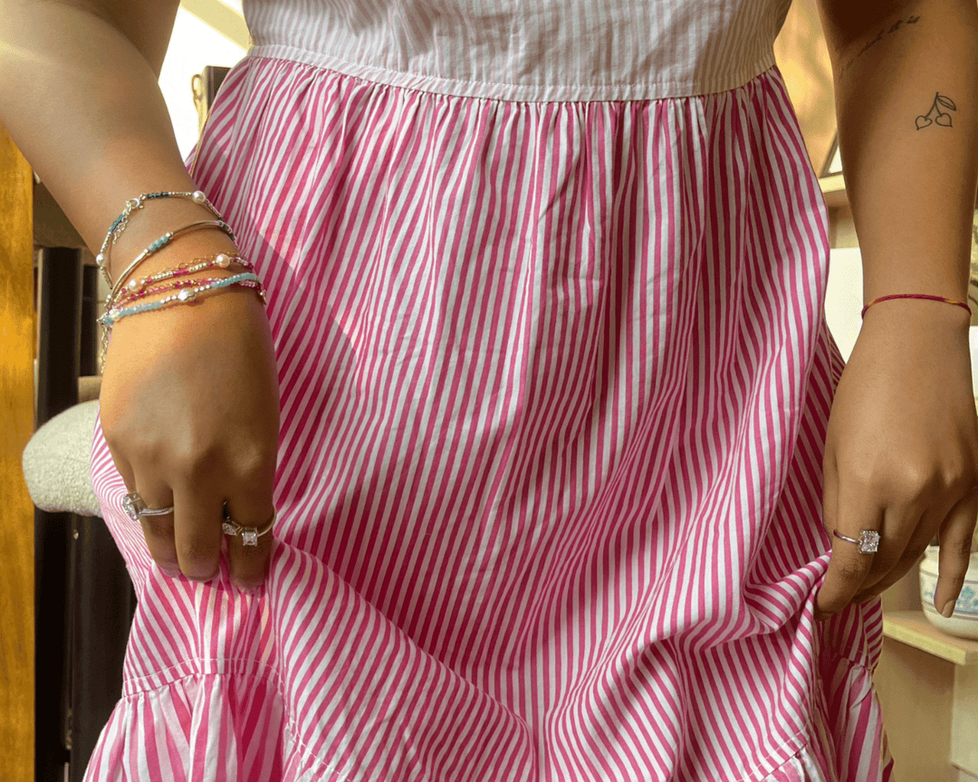 Libera - Pearl and Pink Crystal Beaded Bracelet