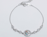 Load image into Gallery viewer, Eleos - Zirconia Solitaire World Tree Charm Bracelet
