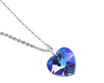 Load image into Gallery viewer, Cupid - Waterproof Heart Pendant Necklace (Pink / Purple / Blue Stone): Rose Gold and Silver Polish
