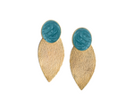 Load image into Gallery viewer, Charmed Vine - 925 Silver Leaf Earrings - Blue Enamel: Gold Rhodium Plating
