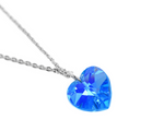 Load image into Gallery viewer, Cupid - Waterproof Heart Pendant Necklace (Pink / Purple / Blue Stone): Rose Gold and Silver Polish
