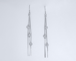 Load image into Gallery viewer, Tyche - Silver Zirconia Studded Tassle Dangler Earrings
