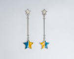 Load image into Gallery viewer, Pluto - Waterproof Star Charm Drop Earrings: Yellow and Blue Enamel
