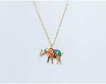 Load image into Gallery viewer, Ella - Cable Link Necklace with Colorful Elephant Pendant: Gold Polish
