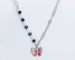 Load image into Gallery viewer, Bellona - Dual Cable Link Beaded Chain with Pink Butterfly Pendant
