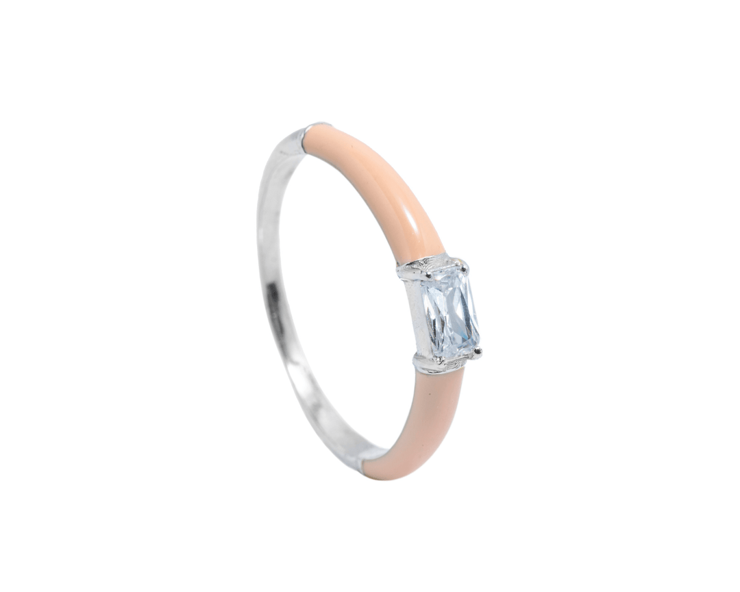 Luna - Peach Enamel Zirconia Ring