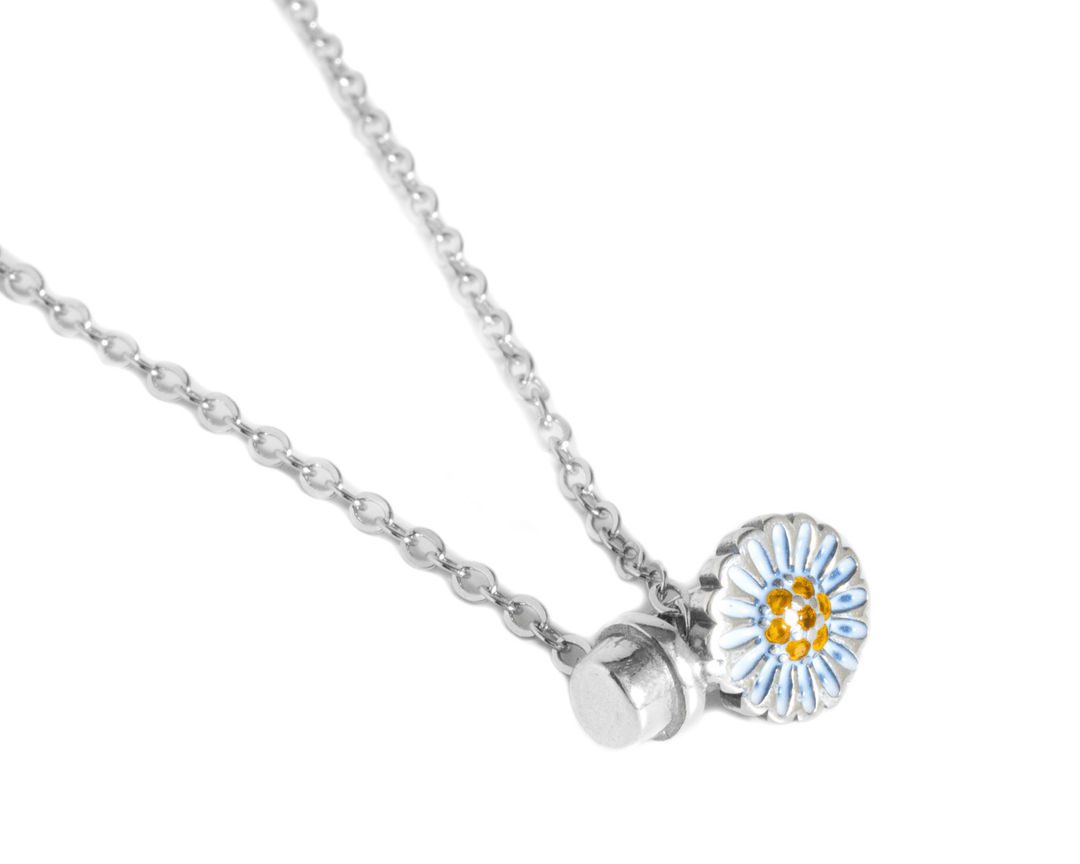 Daisy - Enamel Daisy Pendant Necklace: White and Yellow