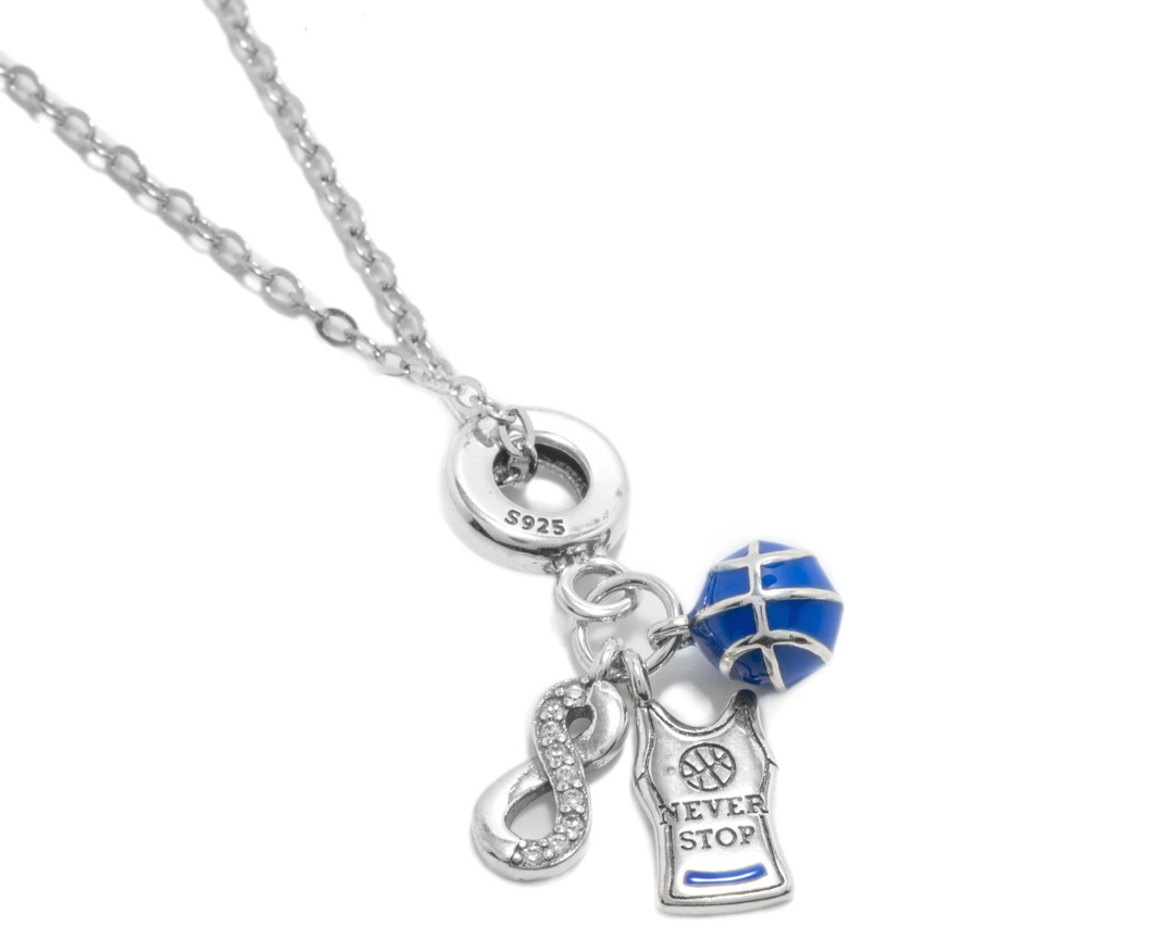 Diana - Waterproof Enamel Basketball Charm Necklace: Blue