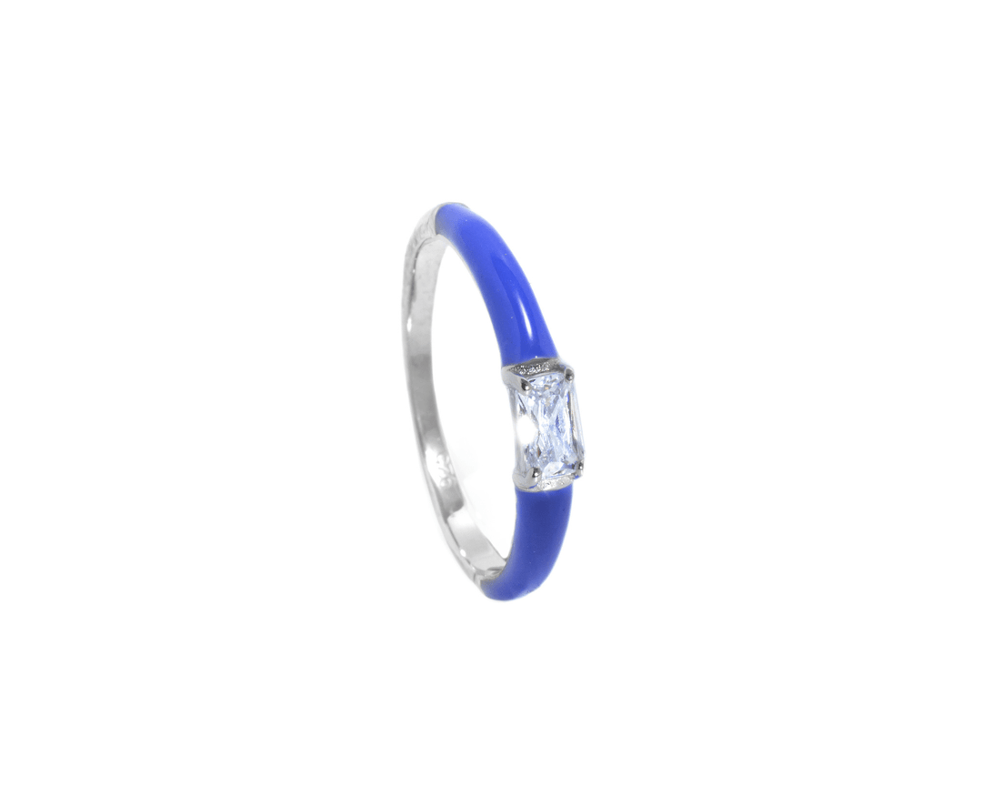 Isis - Waterproof Blue Enamel Zirconia Ring