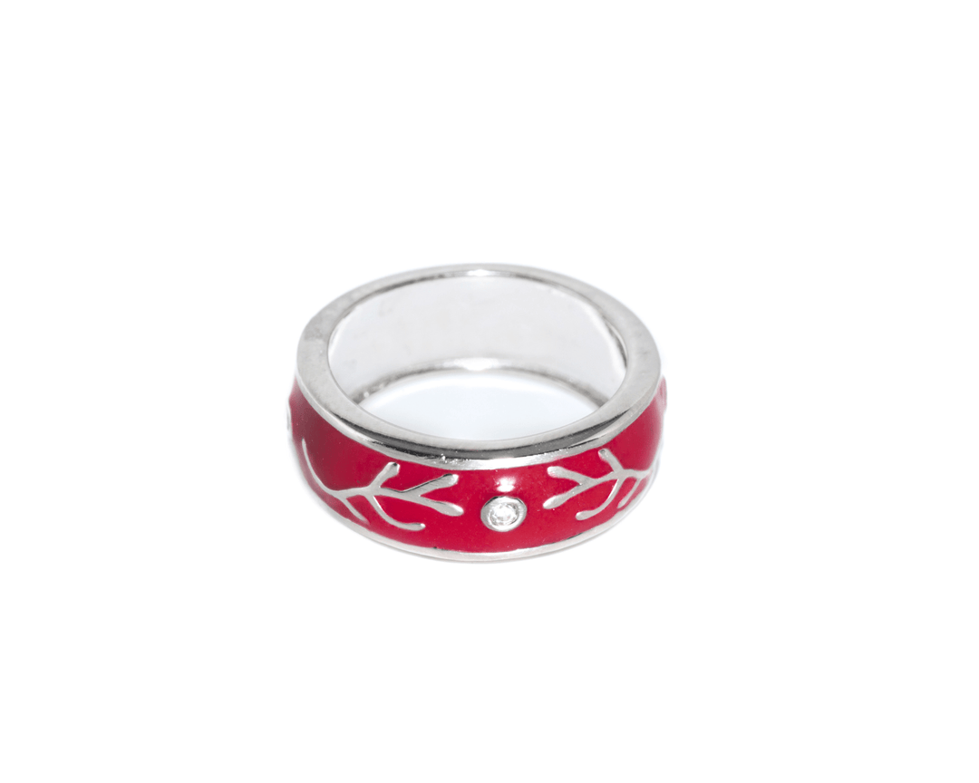 Mercury - Waterproof Red Enamel Zirconia Ring