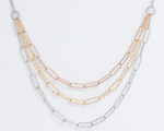 Load image into Gallery viewer, Amira - Triple Layered Necklace: Silver, Gold and Rose Gold Polish
