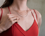 Load image into Gallery viewer, Amira - Triple Layered Necklace: Silver, Gold and Rose Gold Polish
