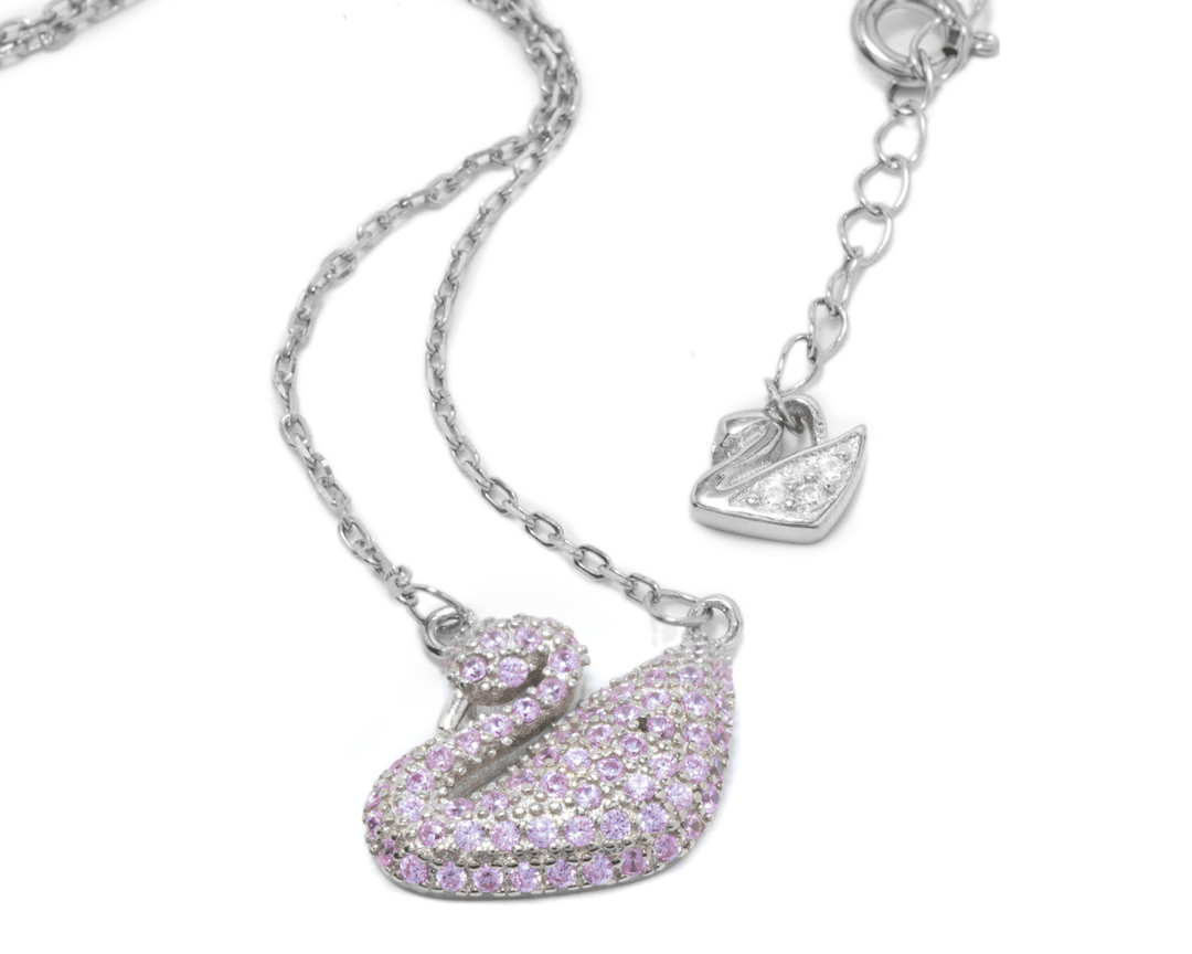 Aphrodite - Pink Zirconia Swan Pendant Necklace