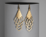 Load image into Gallery viewer, Amara - Geometric Dangler Earrings: Matte Gold Finish
