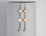 Load image into Gallery viewer, Flora - Floral Dangler Earrings: Gold Polish
