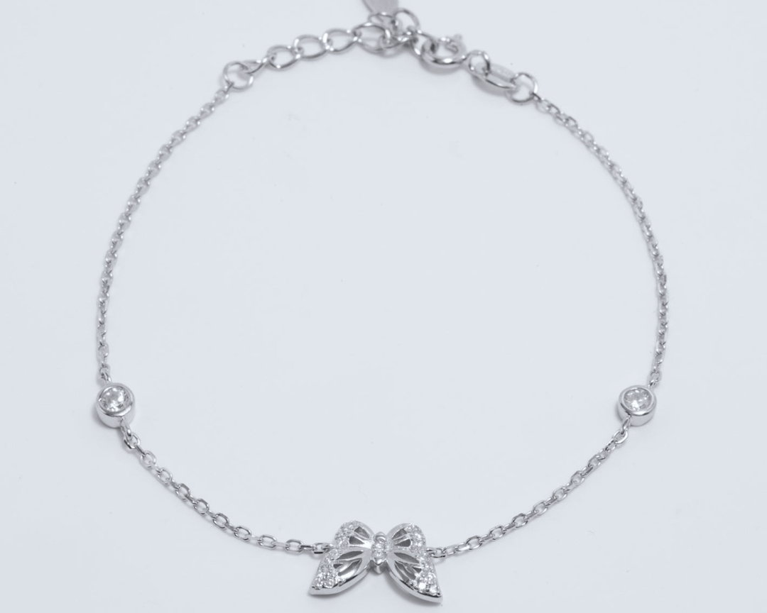 Anima - Zirconia Solitaire Butterfly Charm Bracelet