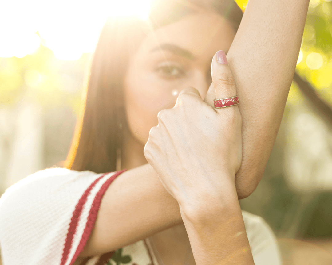 Mercury - Waterproof Red Enamel Zirconia Ring