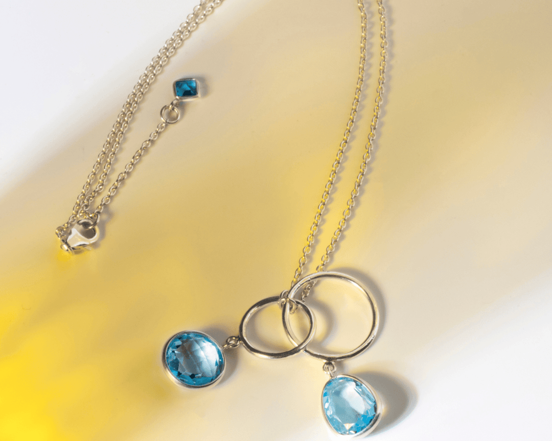 Scorpius - Layered Sky Blue Topaz Stone Necklace