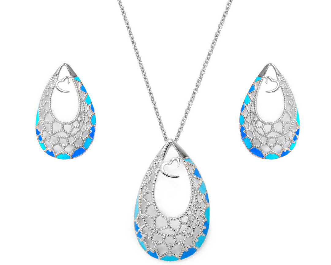 Saturn - Waterproof Enamel Teardrop Set: Blue