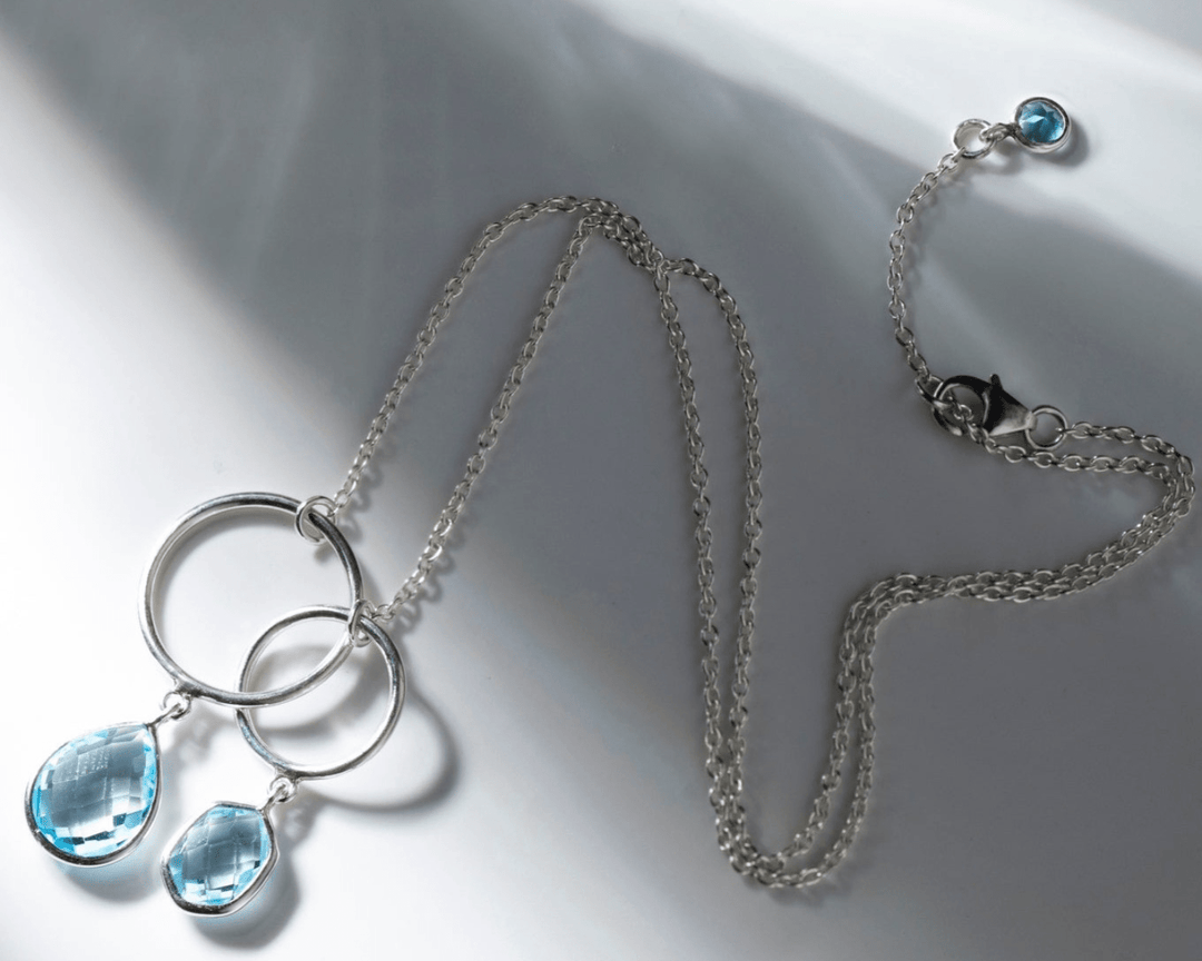 Aquila - Sky Blue Topaz Stone Silver Ring Necklace