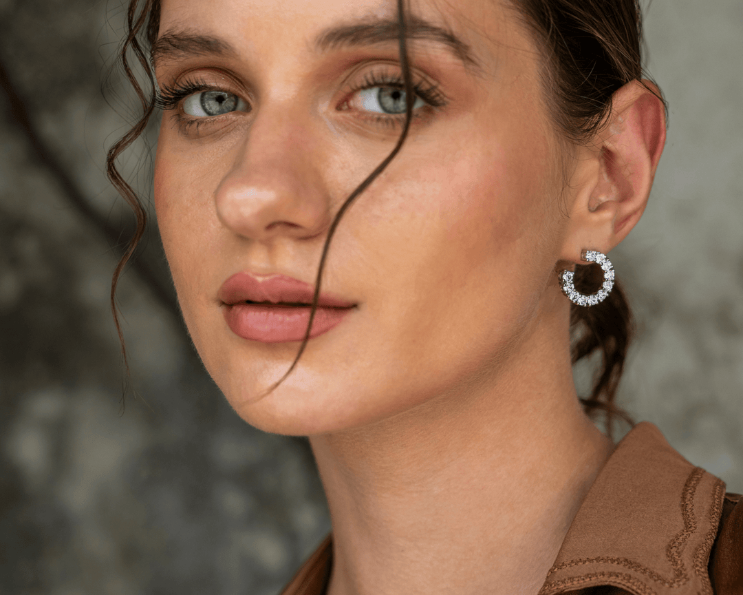 Sophie - Zirconia Studded Open Loop Earrings