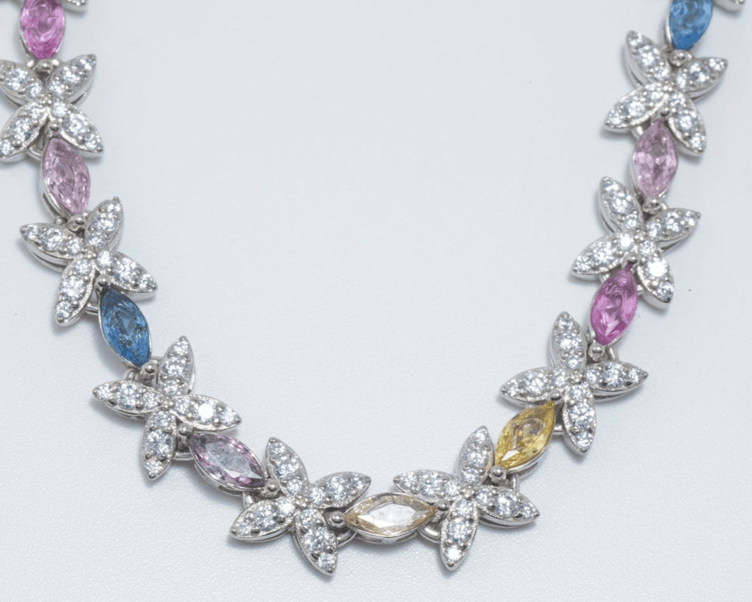 Hegemone - Zirconia and Colorful Stone Floral Bracelet