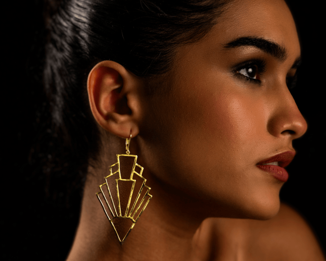 Geometry Magic - 925 Silver Triangle Dangle Earrings: Gold Rhodium Plating