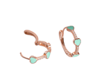 Load image into Gallery viewer, Demi - Zirconia-Studded Enamel Heart Huggies: Mint Green, Rose Gold Polish
