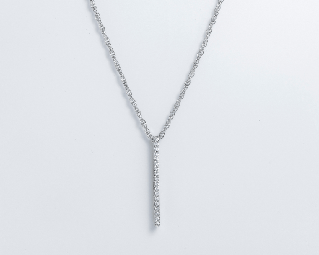 Zoe - Rope Chain Necklace with Zirconia Bar Pendant