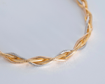 Load image into Gallery viewer, Adonis - Triple Layered Braided Bracelet: Silver, Gold and Rose Gold Polish
