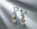 Load image into Gallery viewer, Borealis - Amethyst, Citrine, and Rose Quartz Stone Dangle Earrings
