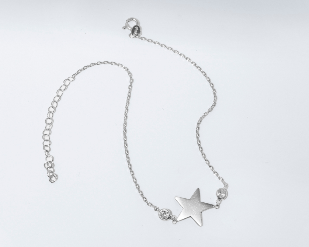 Aura - Zirconia Solitaire Star Charm Anklet