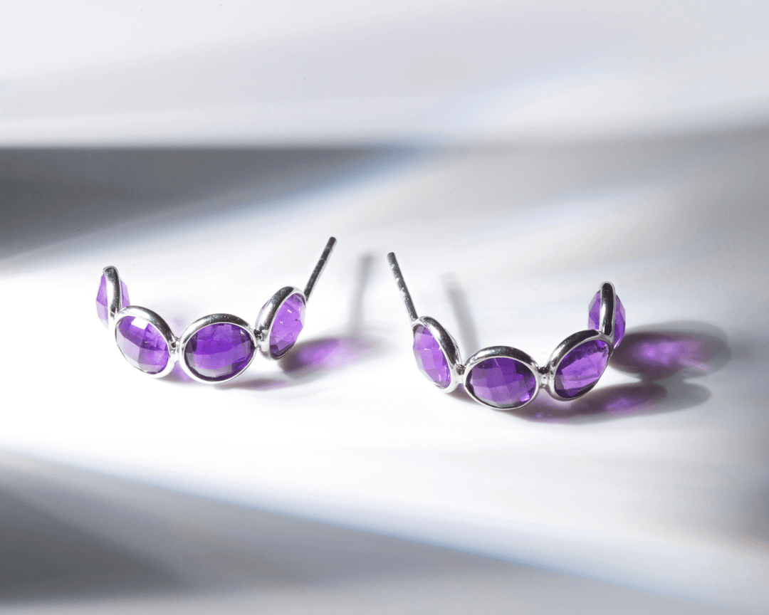 Nigellus - Amethyst Half-Hoop Earrings