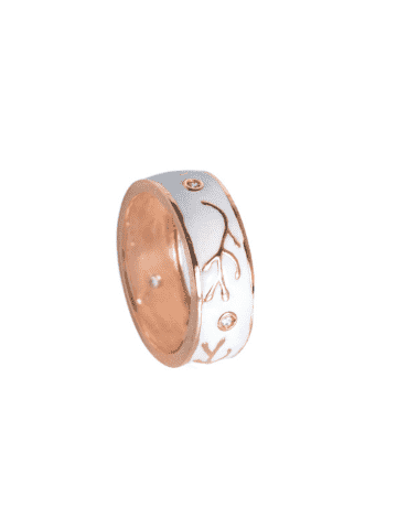 Sol - Waterproof White Enamel Zirconia Ring: Rose Gold Polish