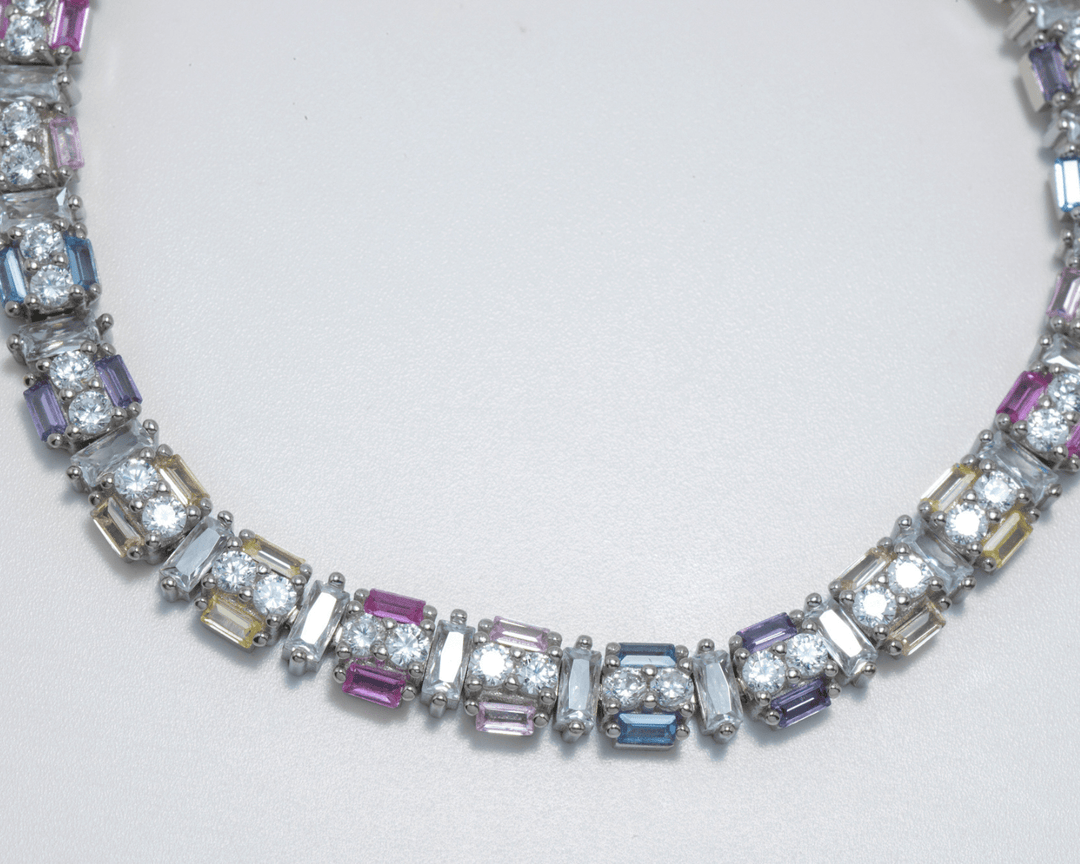 Perses - Zirconia and Colorful Stone Cubic Pattern Bracelet