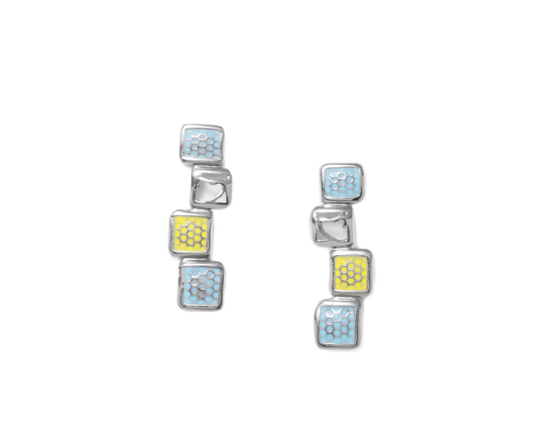 Ceres - Waterproof Enamel Engraved Squares Set: Yellow and Blue