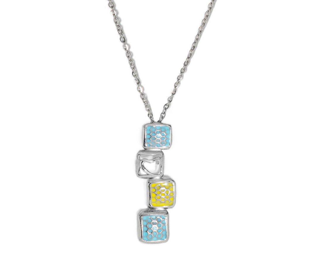 Ceres - Waterproof Enamel Engraved Squares Set: Yellow and Blue